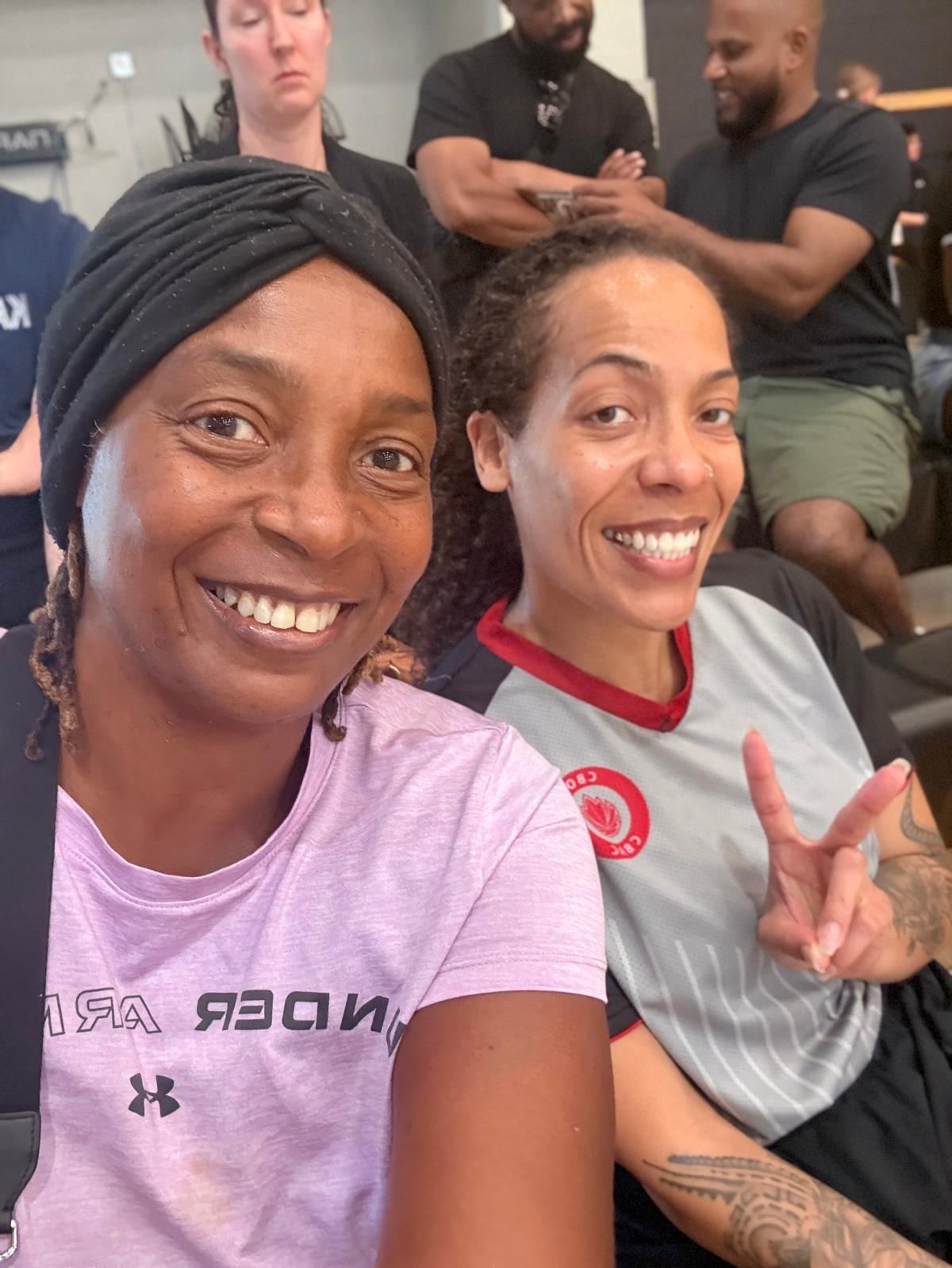 Keshia and a friend at the gym