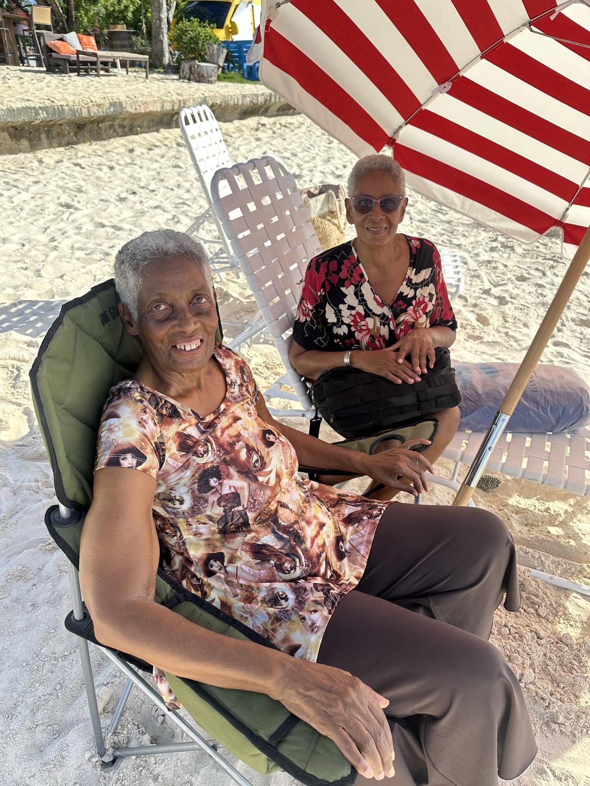 Monica relaxing in a beach chair